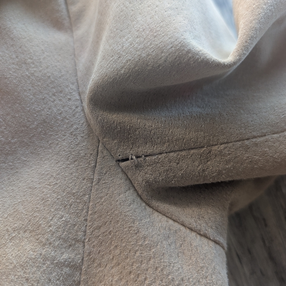 Y2K Suede Leather Tailored Blazer Beige XS - Picture 9 of 9